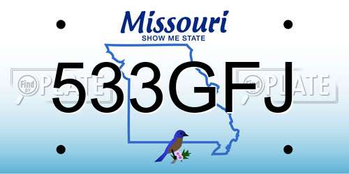 533GFJ Missouri License Plate