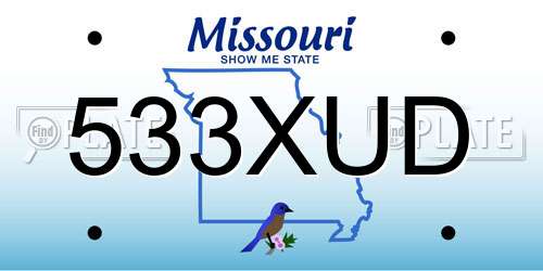 533XUD Missouri License Plate