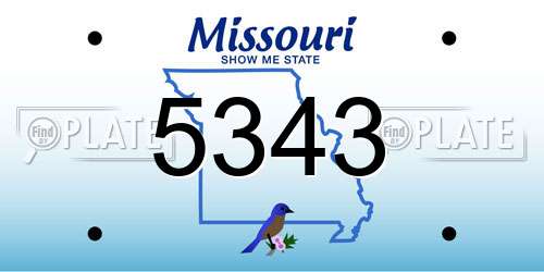 5343 Missouri License Plate
