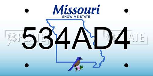 534AD4 Missouri License Plate