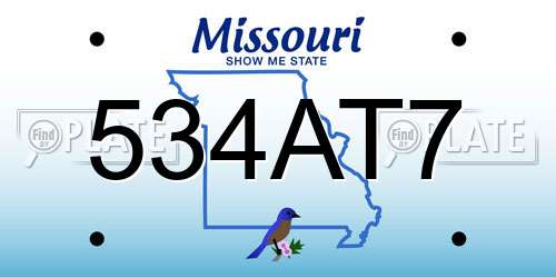 534AT7 Missouri License Plate