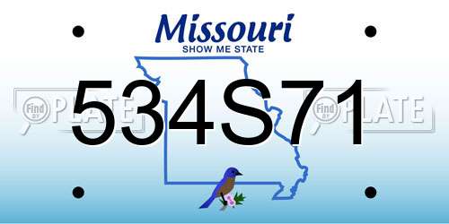 534S71 Missouri License Plate