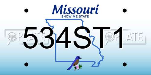 534ST1 Missouri License Plate