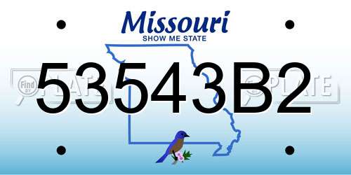 53543B2 Missouri License Plate