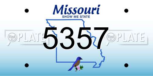 5357 Missouri License Plate