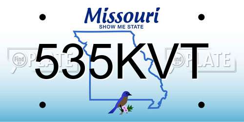 535KVT Missouri License Plate
