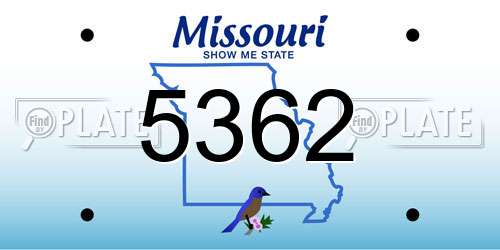 5362 Missouri License Plate