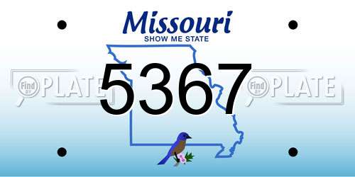5367 Missouri License Plate