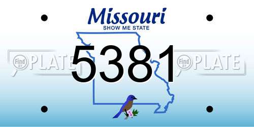 5381 Missouri License Plate