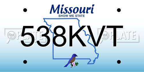 538KVT Missouri License Plate