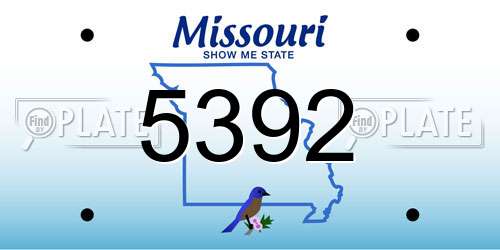 5392 Missouri License Plate