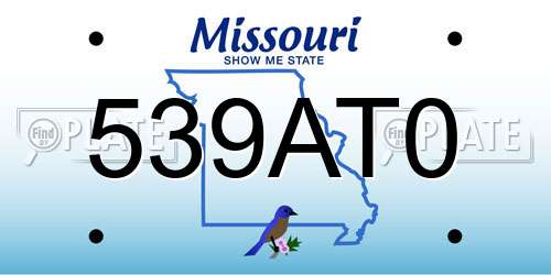 539AT0 Missouri License Plate