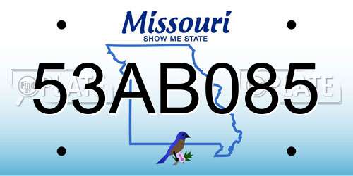 53AB085 Missouri License Plate