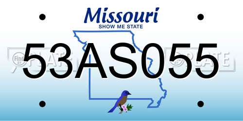 53AS055 Missouri License Plate
