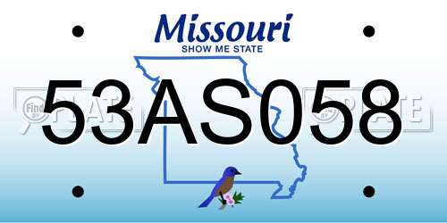 53AS058 Missouri License Plate