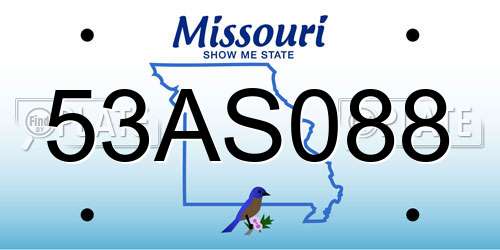 53AS088 Missouri License Plate