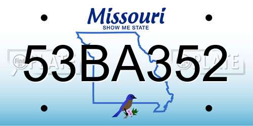 53BA352 Missouri License Plate