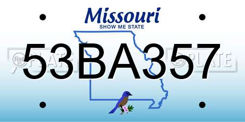 53BA357 Missouri License Plate