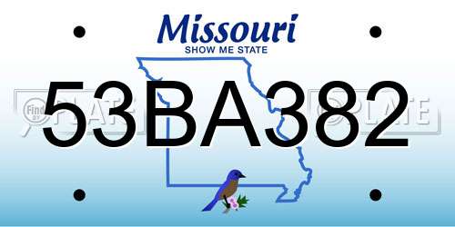 53BA382 Missouri License Plate