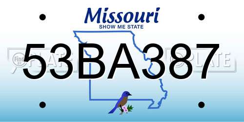 53BA387 Missouri License Plate