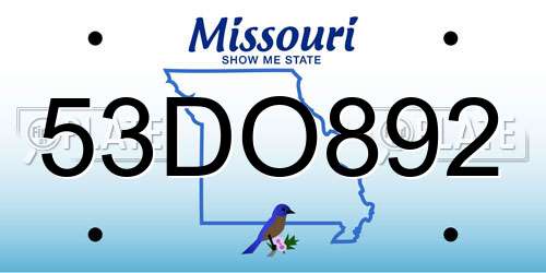 53DO892 Missouri License Plate