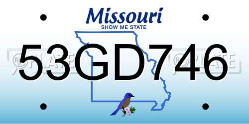 53GD746 Missouri License Plate