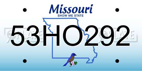53HO292 Missouri License Plate
