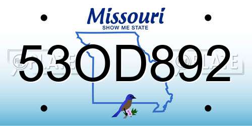 53OD892 Missouri License Plate