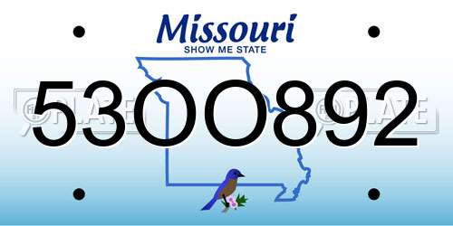 53OO892 Missouri License Plate
