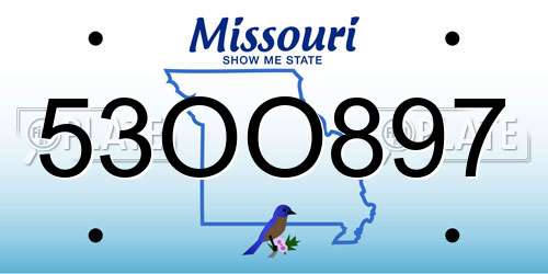 53OO897 Missouri License Plate
