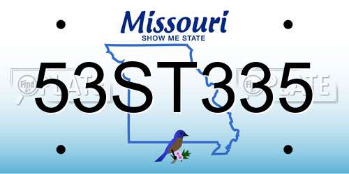 53ST335 Missouri License Plate