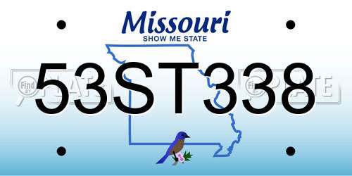53ST338 Missouri License Plate