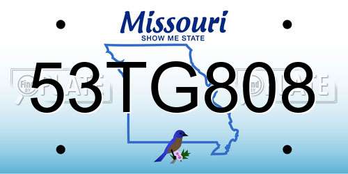 53TG808 Missouri License Plate