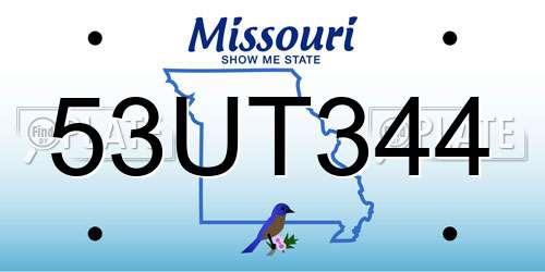53UT344 Missouri License Plate