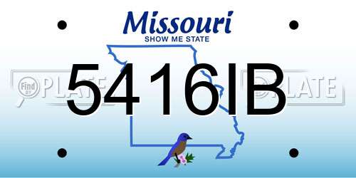 5416IB Missouri License Plate