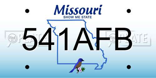 541AFB Missouri License Plate