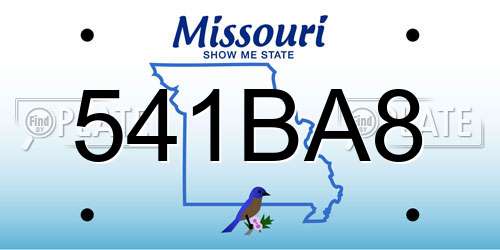 541BA8 Missouri License Plate