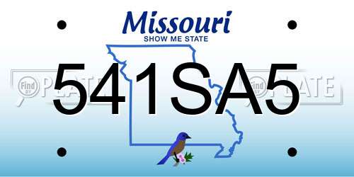 541SA5 Missouri License Plate