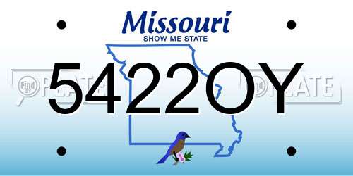 5422OY Missouri License Plate
