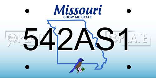 542AS1 Missouri License Plate