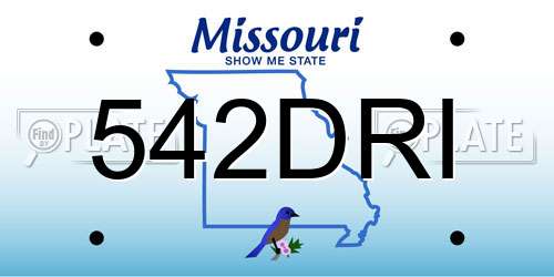542DRI Missouri License Plate