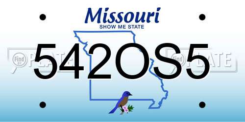 542OS5 Missouri License Plate