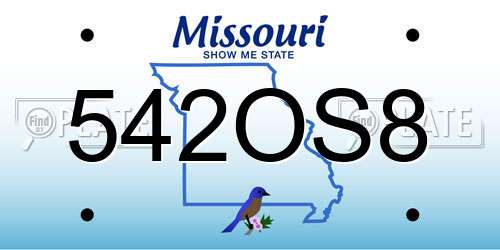 542OS8 Missouri License Plate