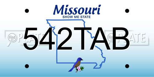 542TAB Missouri License Plate