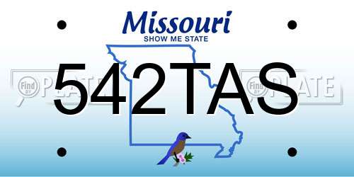 542TAS Missouri License Plate