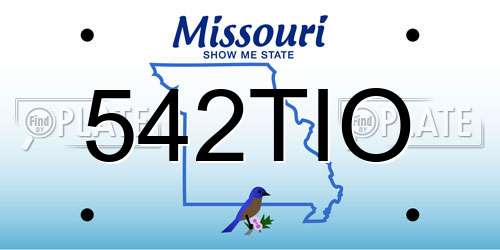 542TIO Missouri License Plate