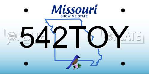 542TOY Missouri License Plate