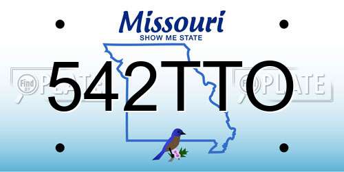 542TTO Missouri License Plate