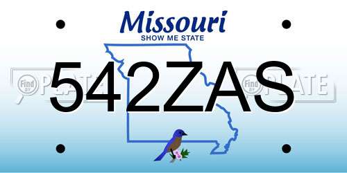 542ZAS Missouri License Plate