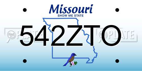 542ZTO Missouri License Plate